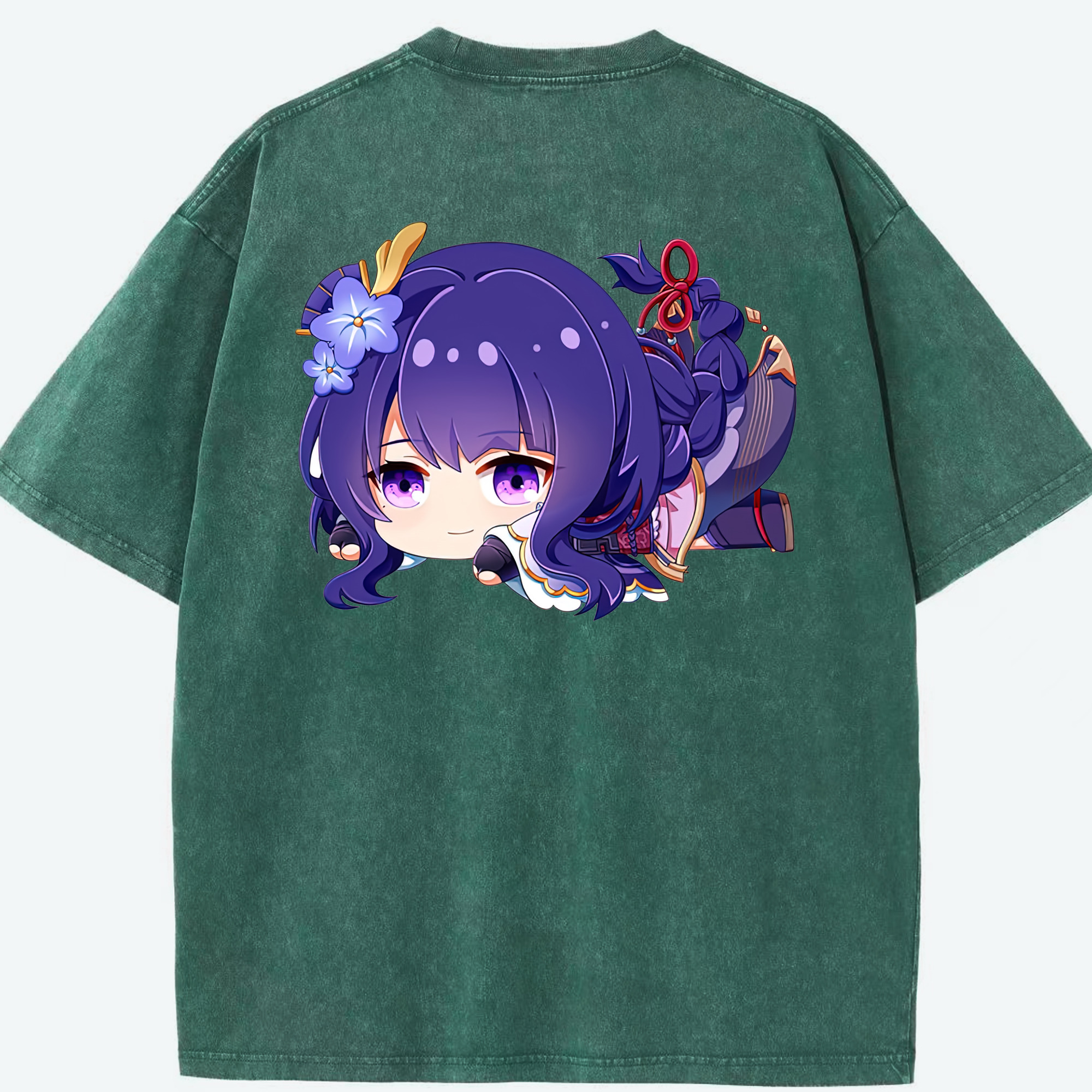 げんし神 雷電将軍 らいでんしょうぐん genshin Raiden Shogun 綿100% ヴィンテージ風 半袖Tシャツ（背面プリント）